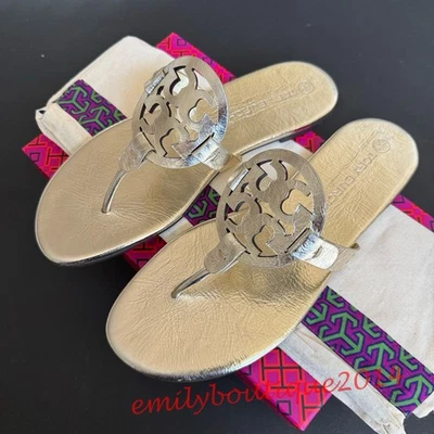 Новые в коробке сандалии Tory Burch Miller размер 9 Spark Gold металлик морщинистая кожа 90590 - Изображение 1 из 4