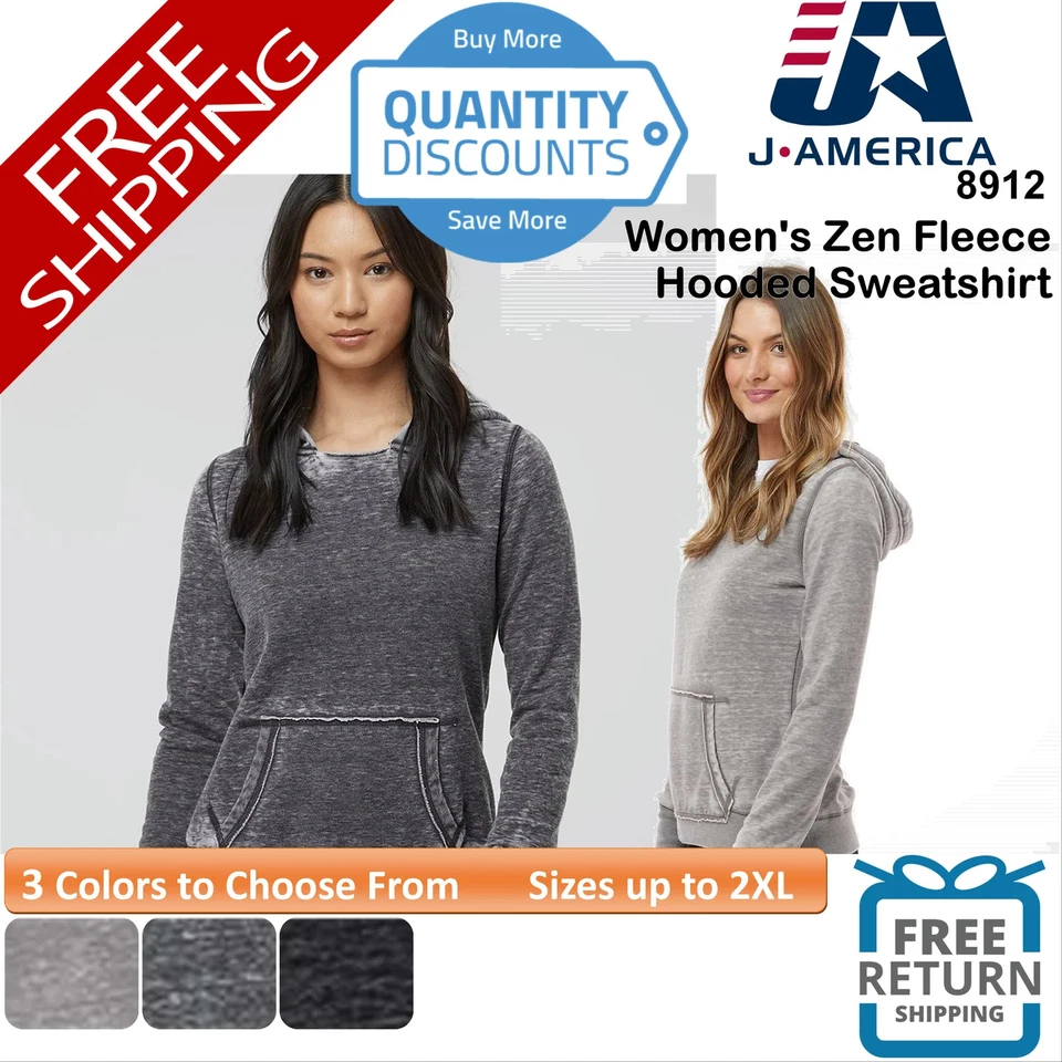 🔥 Sudadera con Capucha J. America Mujer Mezcla Bolsillo Zen Polar Hasta 2XL 8912 Foto 1 de 1