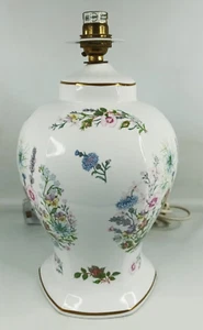 Large Aynsley Hexagonal Fine Bone China Table Lamp Base Wild Tudor Floral 12" - Picture 1 of 20