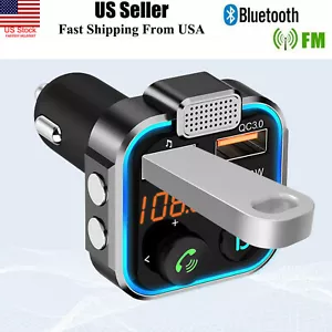 Bluetooth 5.0 Car FM Transmitter MP3 Player Hands free Radio Adapter USB Charger - Picture 1 of 11