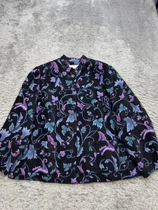 Appleseeds Jacket Womens 20W Black Floral Velvet Velour Tapestry Brocade Blazer - Picture 1 of 9