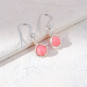 Coral Drop Earrings 925 Sterling Silver Handmade Gift Wrapped - Picture 1 of 4