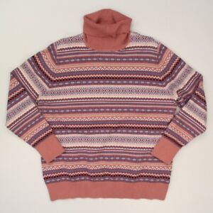 LL Bean Women's Cotton Cashmere Blend Sweater Plus Size 1X Fair Isle Turtleneck