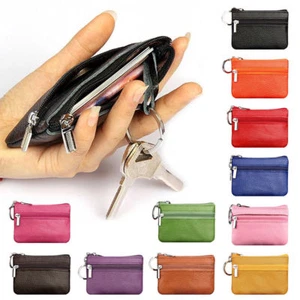 Women Mini Purse Leather Coin Card Key Ring Wallet Pouch Zipper Small Change Bag - Picture 1 of 14