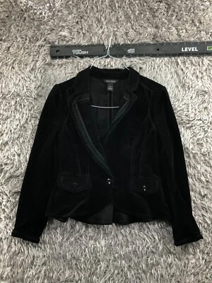 White House Black Market Womens Size 8 Black Corduroy Jacket WHBM Button - Image 1 of 4