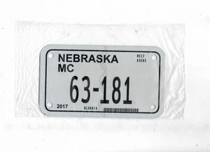 NEBRASKA 2017 license plate "63-181" ***BOYD***MINT SEALED***MOTORCYCLE*** - Picture 1 of 1