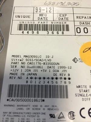 Fujitsu MAG3091LC 80 pin 9.1GB SCSI HDD - Image 1 of 3