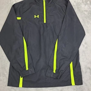 Under Armour Men's Small Black Neon Green Logo Quarter Zip Pullover Athletic - Picture 1 of 6