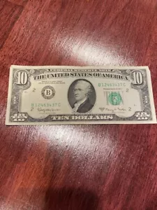1963A $ 10 Dollar Federal Reserve Note SN B12463437C H61 - Bild 1 von 4