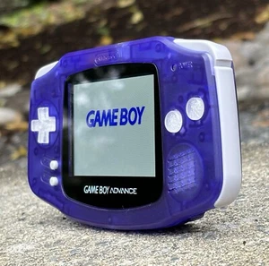 Clear Purple Modded Gameboy Advance Retro Gaming Console with IPS V2 & USB C Mod - Afbeelding 1 van 10