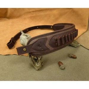 Leather & Canvas Rifle Ammo Carry Sling Shotgun Strap .30-30 12GA .22MAG .30-06 - Picture 1 of 71