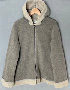 Bryn Walker Fleece Coat Jacket Full Zip Hooded Lagenlook Beige Large Cozy Soft - Picture 1 of 9