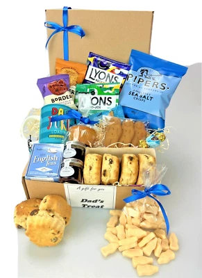 GIFTHAMPERZ Afternoon Tea Box for Dad Grandad Scones Pastries Coffee Sweets Christmas gift