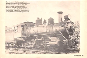Baldwin 4-6-0 Works Sanford NC 1950 Atlantic & Western Train #9 Vintage Mag Excerpt - Bild 1 von 1