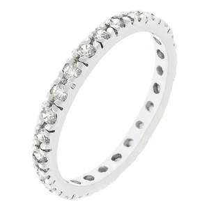 Handset 2.3mm Round CZ Prong Stackable Eternity Bridal Wedding Band Ring Size 10 - Picture 1 of 5