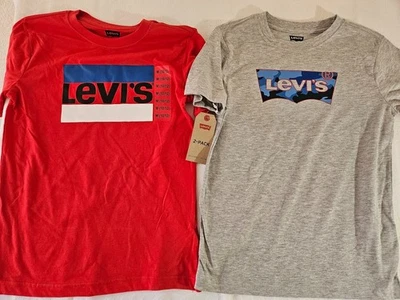 Pack de 2 camisetas Levi's para niños talla M (10/12) rojas/grises o blancas/negras azules/verdes Foto 1 de 3