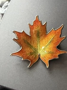 Hroar Prydz Leaf Brooch Sterling Silver Enamel Norway Norwegian vtg 751 - Picture 1 of 9