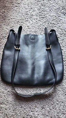 Minimalist Black Faux Leather Bucket Bag Crossbody Hobo Tote Slouchy - Image 1 of 4