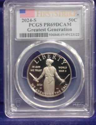 2024-S Greatest Generation Half Dollar - PCGS PR69DCAM - Image 1 of 2