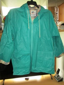 Chaqueta de lluvia Misty Harbor Any Weather Slicker para mujer forrada a cuadros PVC verde talla LG - Imagen 1 de 12