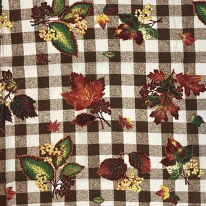 Springs Living Autumn Spirit #5894 Baumwollstoff 1 Yd x 44" Gingham Blätter - Bild 1 von 4