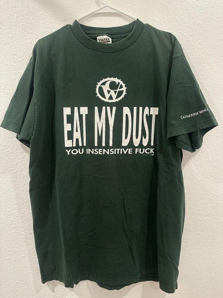 Винтажная мужская футболка Catherine Wheel 1995 Eat My Dust размер XL с ремешком футболка зеленая - Изображение 1 из 4