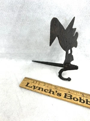 antique hook stick peg  iron early primitive  lantern w/bird 18th c authentic - Image 1 of 4