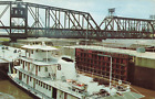 Postcard Tugboat Ann Brent Dam #15 Mississippi River Government Bridge Iowa & IL