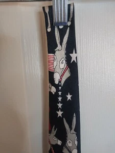 Cravatta cravatta partito politico democratico USA asino stelle e strisce bandiere CASA DI SETA - Foto 1 di 7