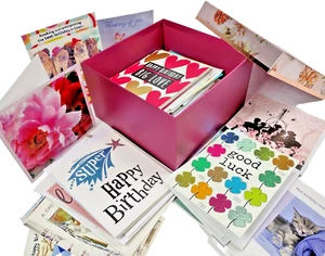 60 Greeting Cards Birthdays & Occasions & Envelopes in Paperchase Storage Box - Picture 1 of 6