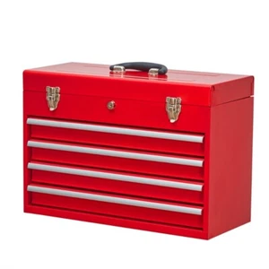 4-Drawer Tool Box Portable Steel Tool Chest witjh Cylinder Lock & Latch Closure - Picture 1 of 13