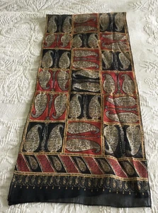 Boho Chic Sheer Paisley Brown Scarf Polyester Jaclyn Smith 54" x10" Italy s13 - Picture 1 of 6