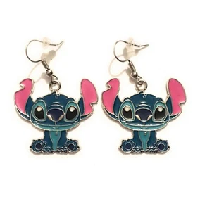 Stitch Orecchini Pendenti Ohana Means Family Lilo Disney Metallo Nichel Free - Picture 1 of 1