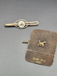 Vintage goldfarbene Scottie Hund Krawattennadel und ein kleiner goldener Setter Krawattennadel - Bild 1 von 11