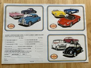 Vintage 1990's Matchbox Dinky Postcards Uncut Unused x 3 Mini Beetle Jaguar - Foto 1 di 2