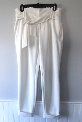 Pantalones de vestir INC International Concepts para mujer talla 2 blanco roto puño cinturón Foto 1 de 4