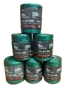 6 Pack of GREEN 200 Feet Natural Twisted Jute Twine Cord Craft String Garden 9lb - Picture 1 of 9