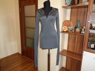 NWT KRISTENSEN DU NORD GREY GRAPHITE STRETCH SILK JERSEY LONG SLEEVES BLOUSE-II - Image 1 of 4