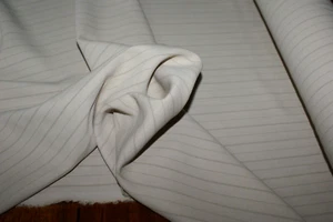 Beige Pinstripe Suiting Fabric, with Stretch, 150cm Wide, Twill Textured Weave - Picture 1 of 6