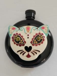 Betsey Johnson Hermoso Frasco Gato Día de Muertos ~ Nuevo Sin Caja Raro - Imagen 1 de 5