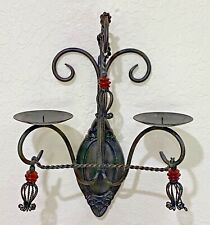 Wall Sconce Pillar Candle Holder Detailed VTG Boho / French Antique Look 16”