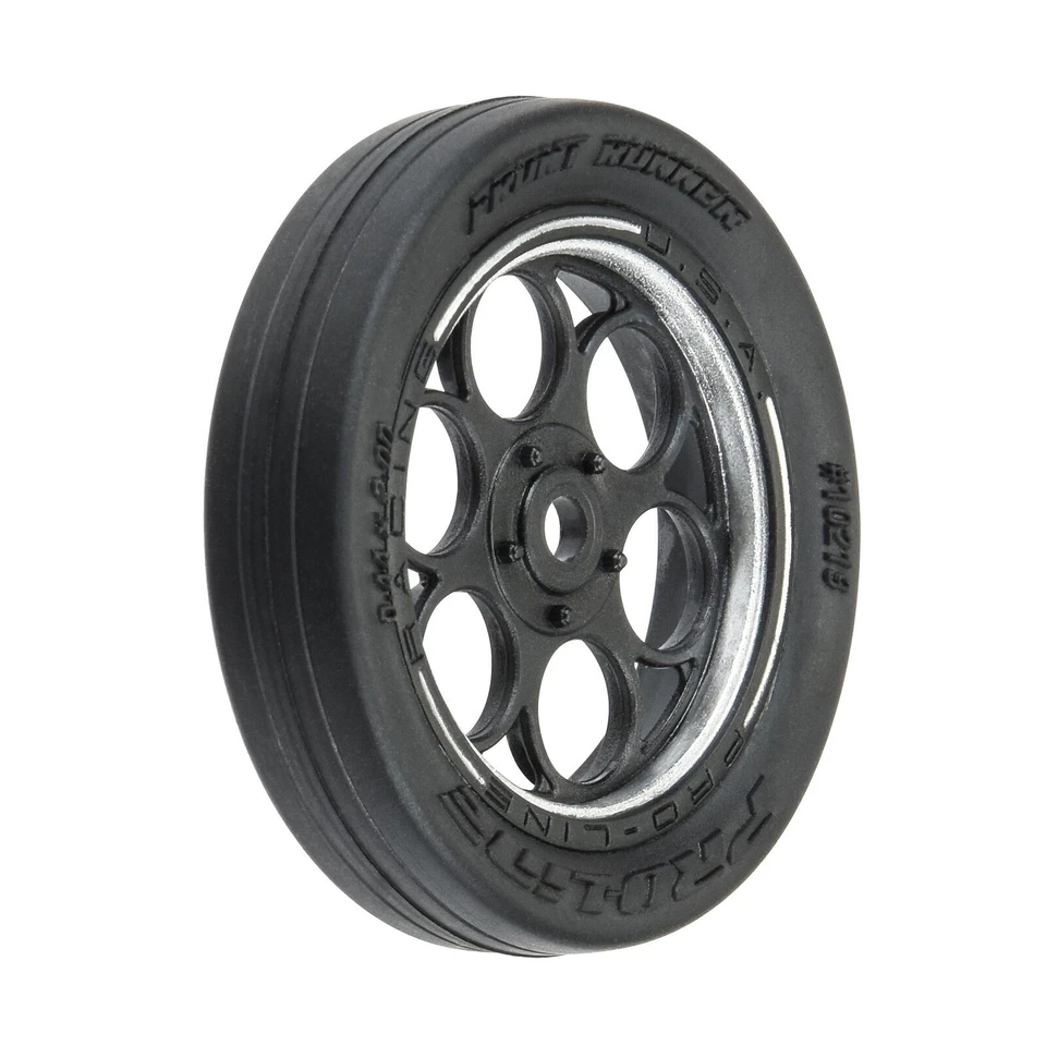 Pro-Line 10219-10 - Mini Drag 1/16 Front MTD Tires, Black/Silver (2) - Image 1 of 1