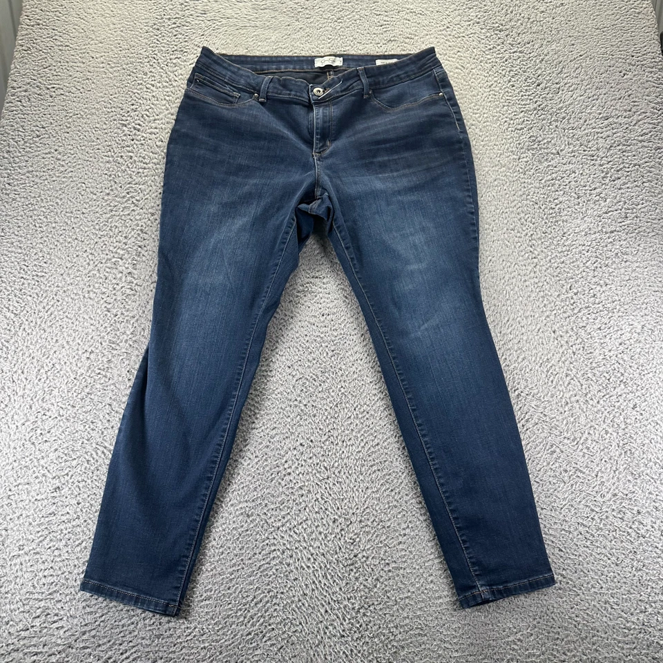 Jessica Simpson Kiss Me Super Jeans Mujer 18W Azul Denim Ajustado Desteñido Elástico Foto 1 de 4