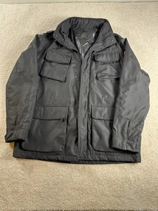 Tumi Tech Black Utility Jacket Mens L Black Multi Pocket Concealed Hood - Picture 1 of 15