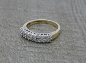 Stunning 9ct Yellow Gold 0.40ct Diamond Double Row Eternity Ring UK Size N 1/2 - Picture 1 of 8
