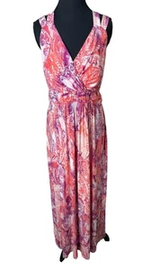 Soma Maxi Dress Crossback Straps Coral Purple Babydoll Y2K Size Large NWT - Picture 1 of 13