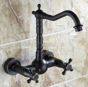 Oil Rubbed Bronze Crosshead Wall Mounted Swivel Kitchen Tap Bath Faucet esf072