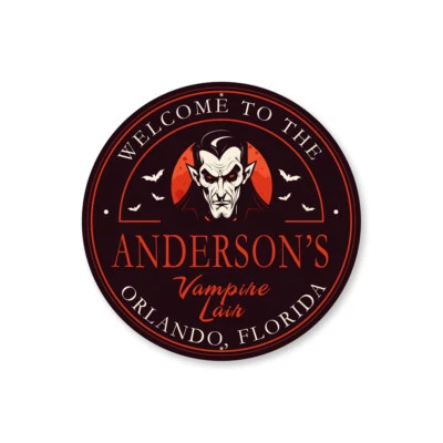 Letrero de Halloween personalizado Family Welcome To Vampire Lair Foto 1 de 4