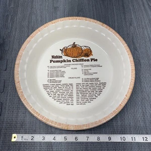 Vintage Watkins 11" Stoneware Pumpkin Chiffon Pie Plate with Recipe #6298 - Picture 1 of 8