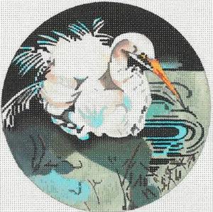 Needlepoint Handpainted Joy Juarez Swan Ornament 6" - Picture 1 of 1